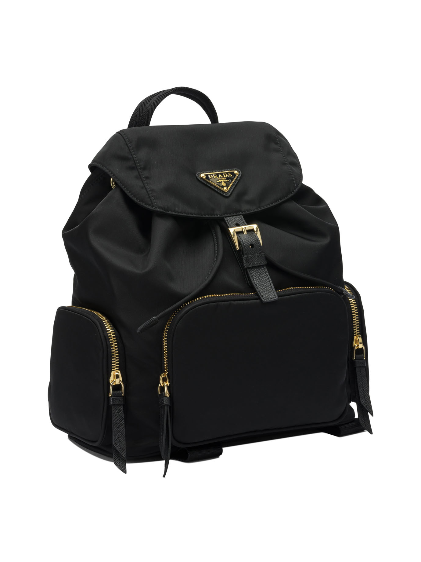 Prada Functional Backpack With Adjustable Straps And Pocket In Black