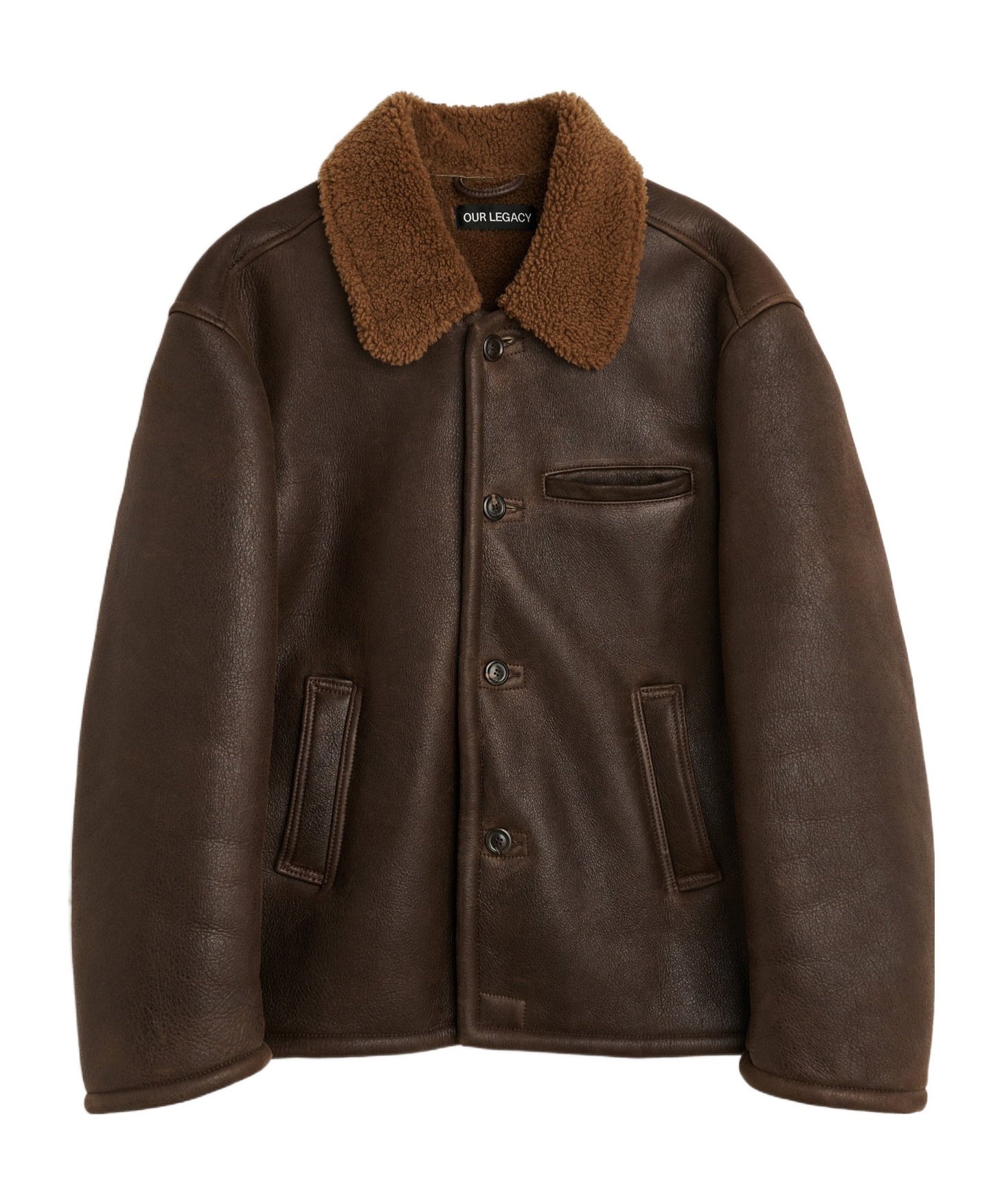 Our Legacy Brown Alaska Shearling Jacket In Black
