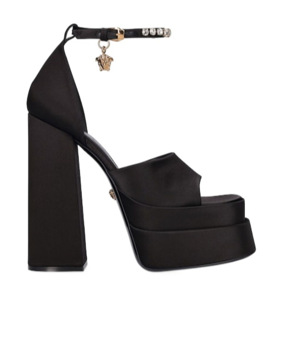Versace Aevitas 140 Medusa Crystal-embellished Platform Sandals In Black