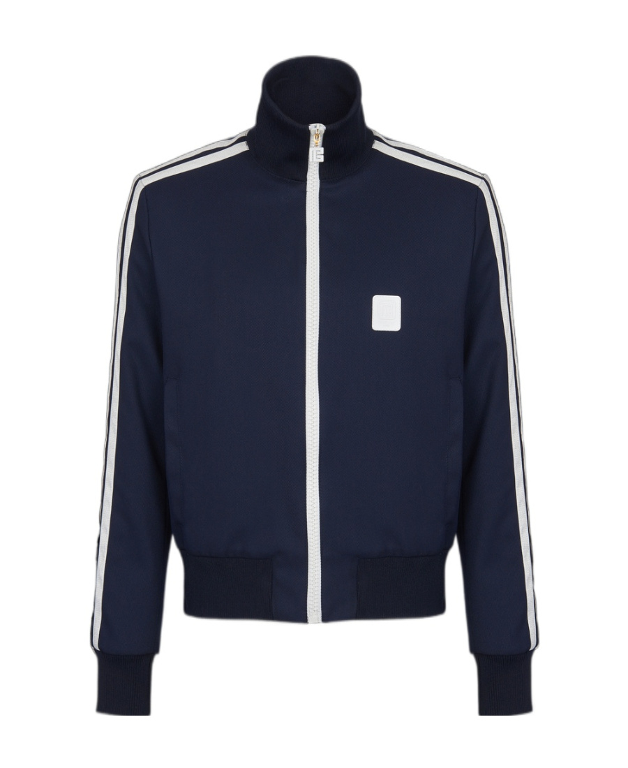 Balmain Pb Tape-embellished Bomber Jacket In Black