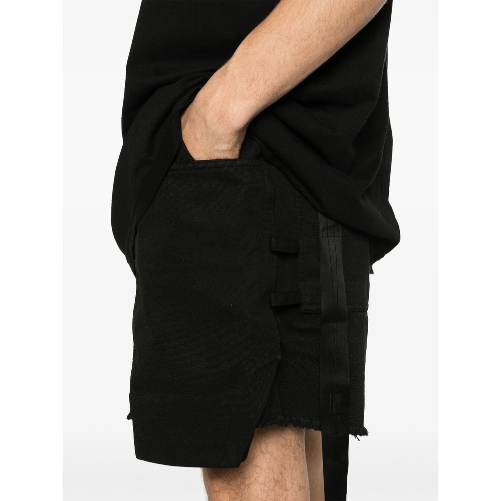 Rick Owens Drkshdw Cargo Pockets Shorts Frayed Hem In Black