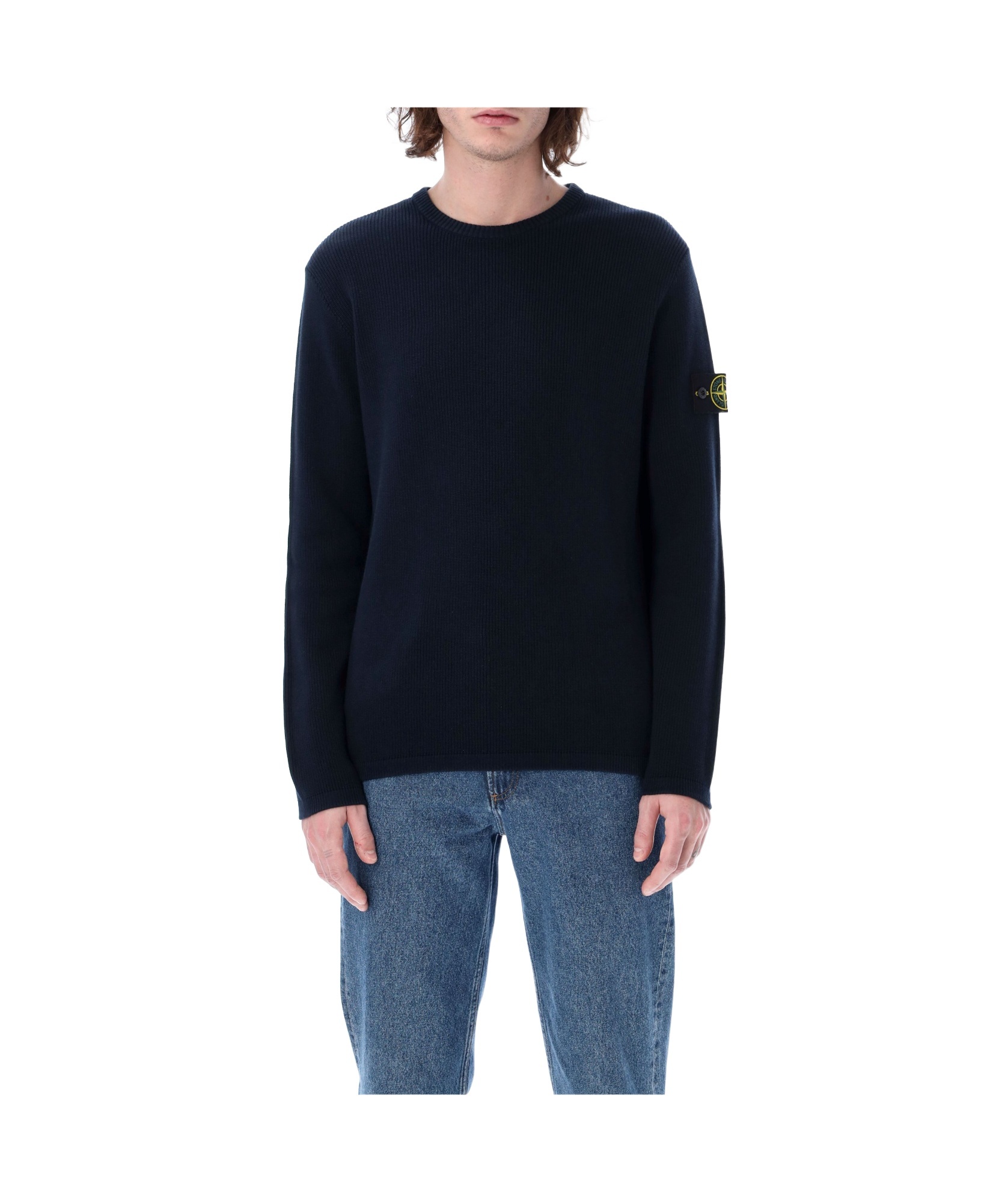 Shop Stone Island Logo-patch Crewneck Jumper In Blue