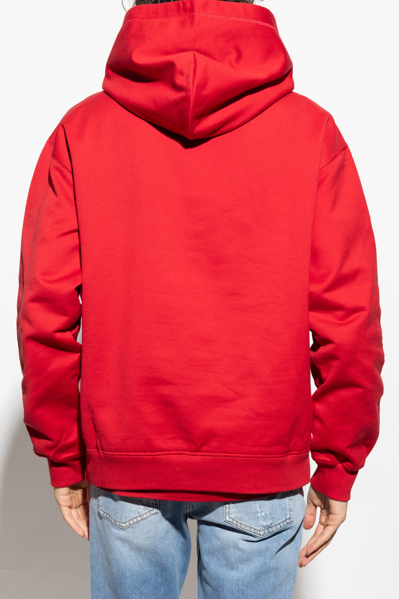 Dolce & Gabbana Logo Plaque Drawstring Hoodie In Red