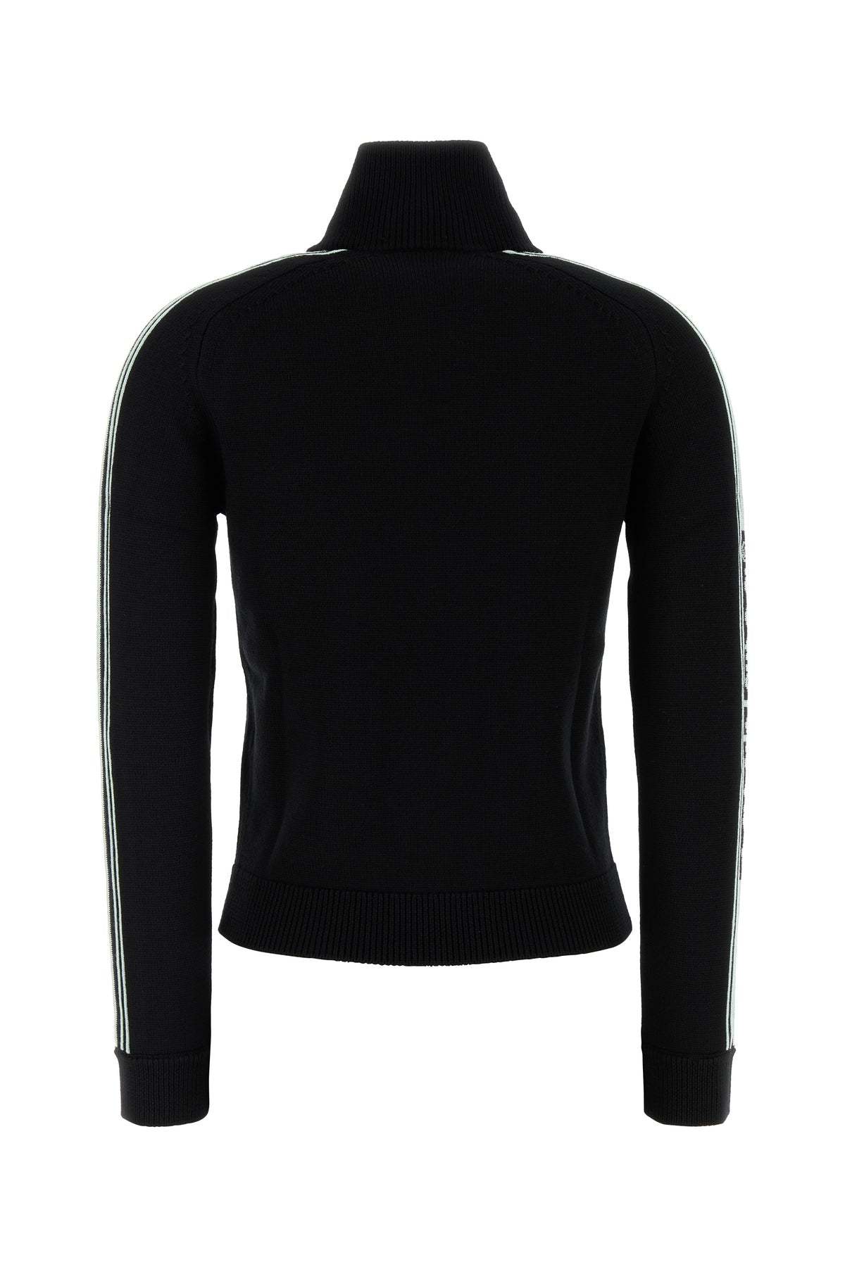 Casablanca Wool Cardigan With High Collar And Stripes In Black