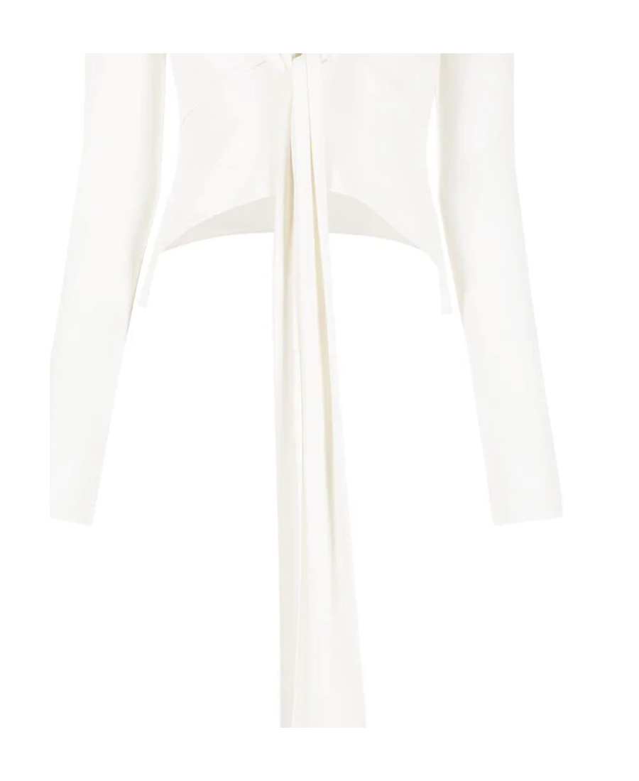 Helmut Lang Tie-waist Long-sleeved Blouse In White