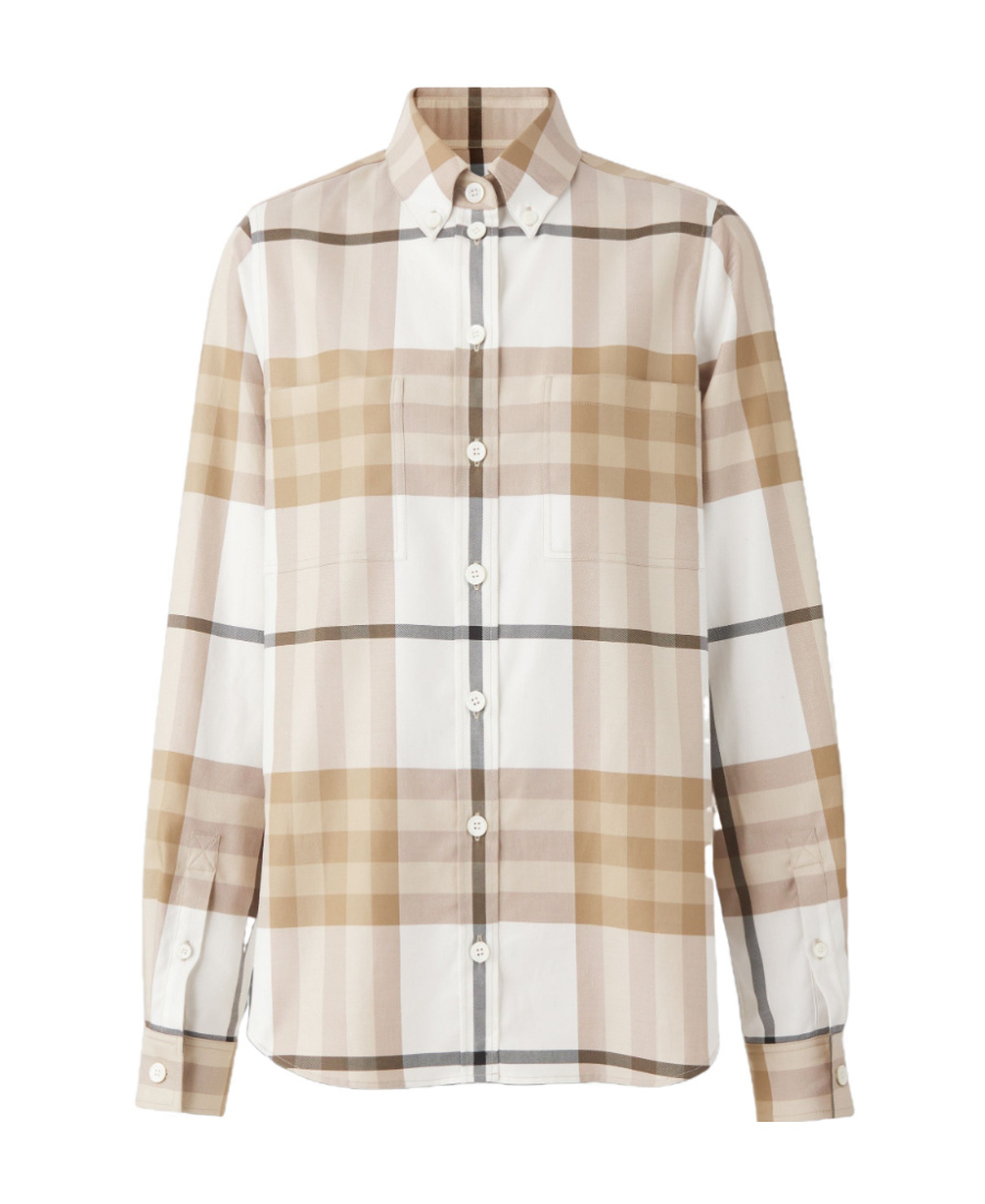 Burberry Check Cotton Button-down Shirt In Nude