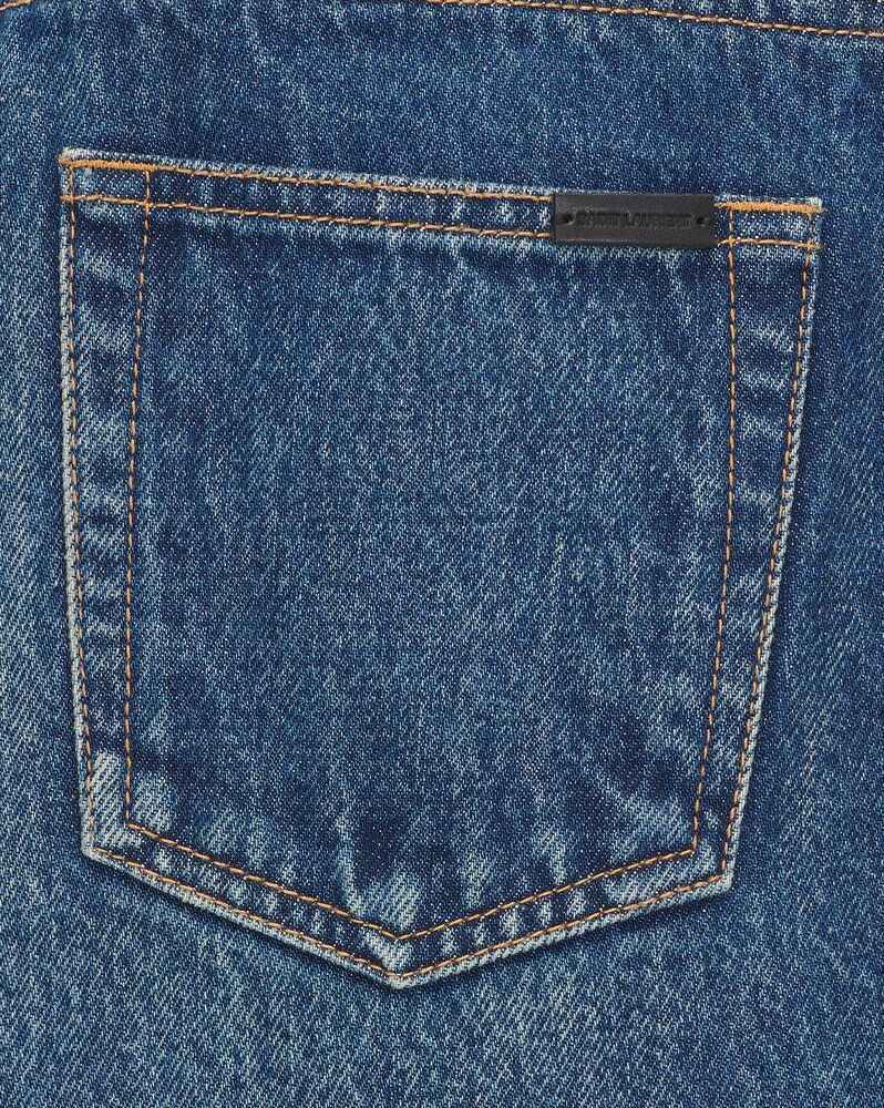 SAINT LAURENT CINDY JEANS IN DARK BEACH BLUE DENIM