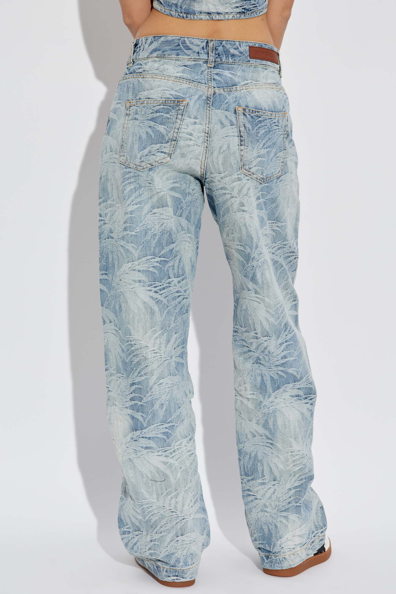 Palm Angels Belt-loop Jeans In Gray
