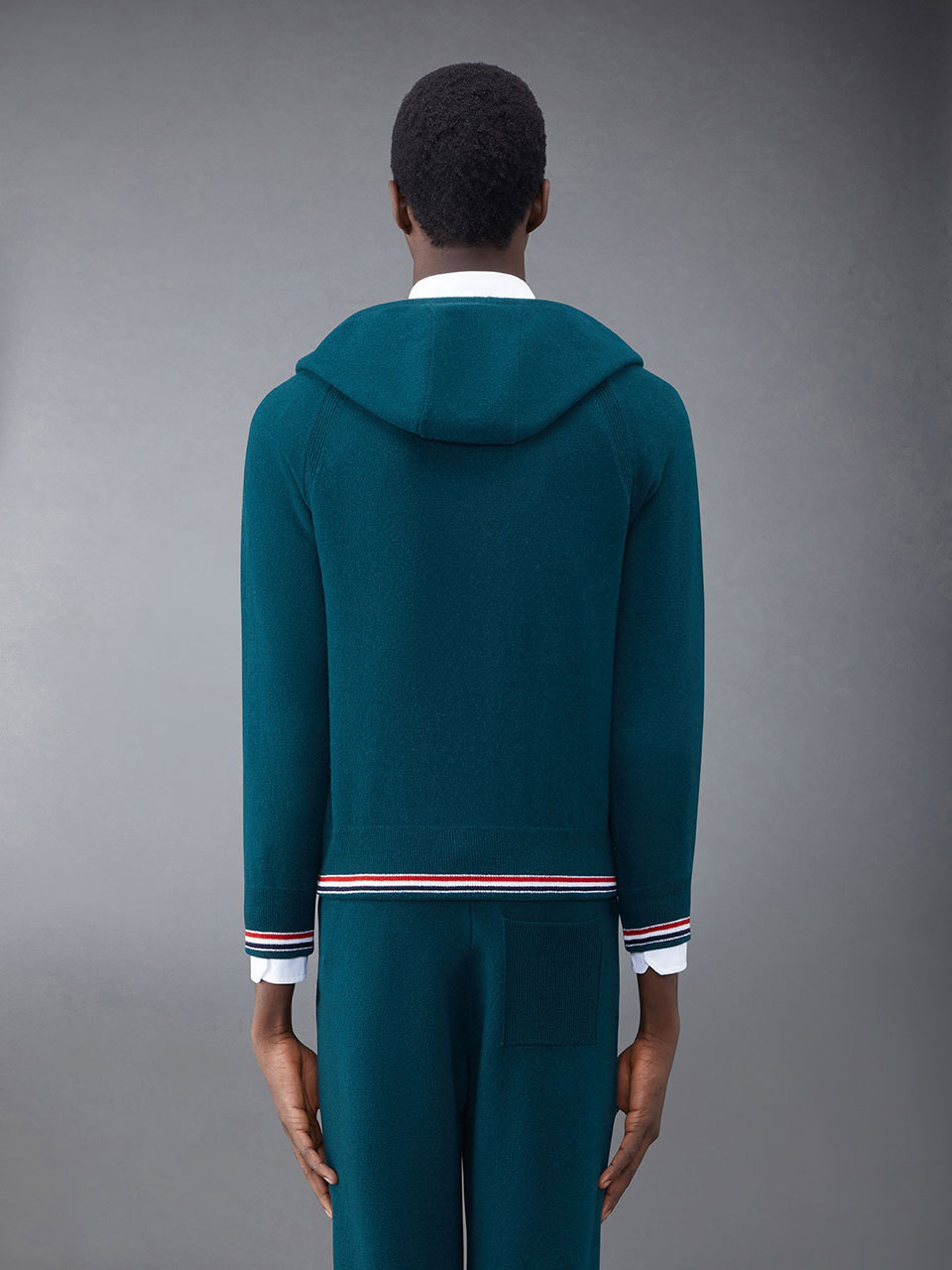 Thom Browne Cashmere Knitted Zip-up Hoodie In Multicolor