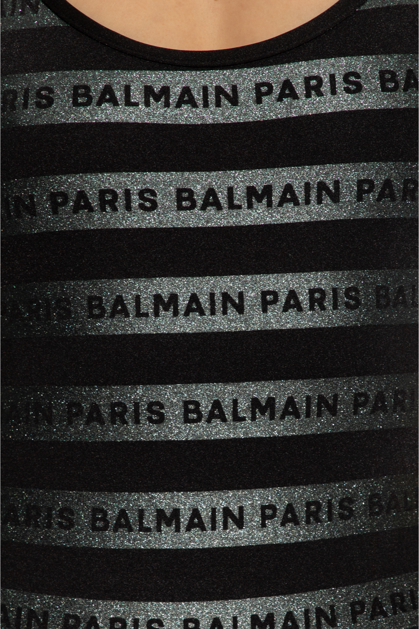 BALMAIN OPEN-BACK LOGO-PRINT SWIMSUIT