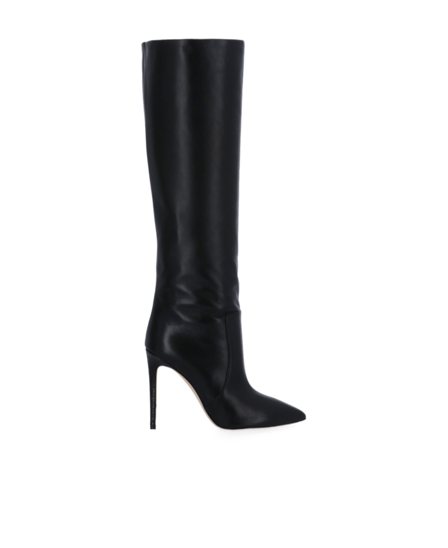 Paris Texas Arrow Toe Stiletto Boots In Black Leather In Black