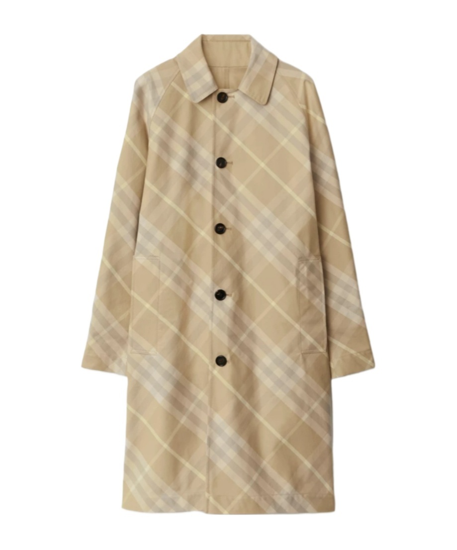 Burberry Car Reversible Check-print Coat In Nude