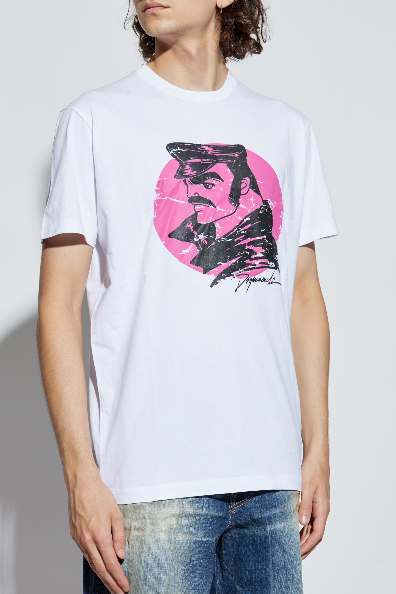 Dsquared2 Circular-print Crew-neck T-shirt In White