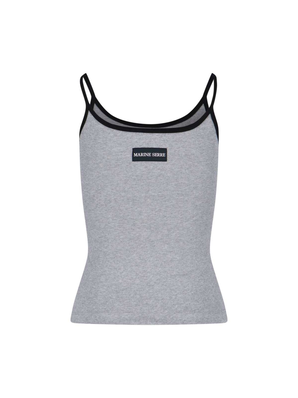 Marine Serre Ribbed Texture Tank Top With Spaghetti Straps In Gray