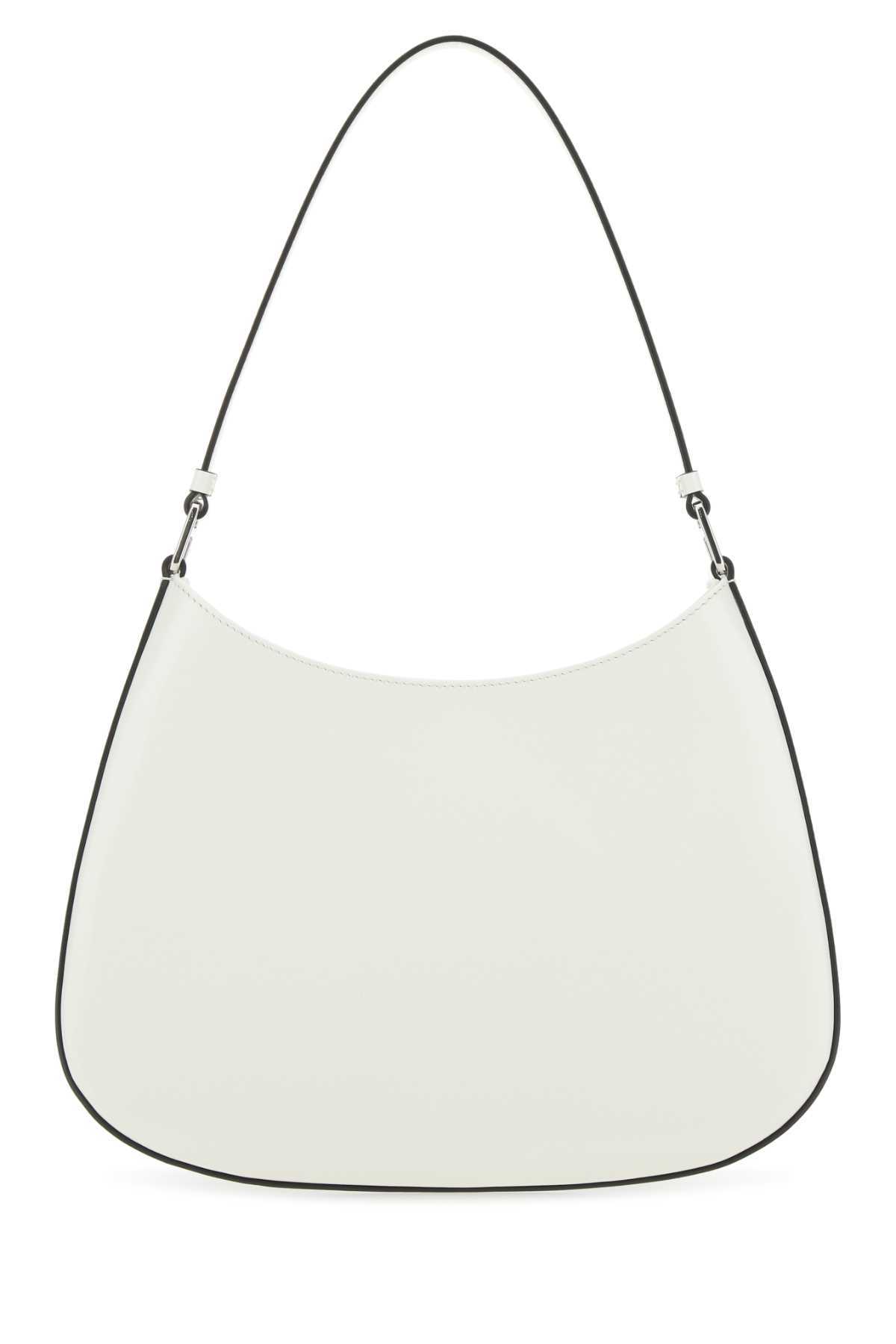 Prada Cleo Brushed Leather Shoulder Bag In White
