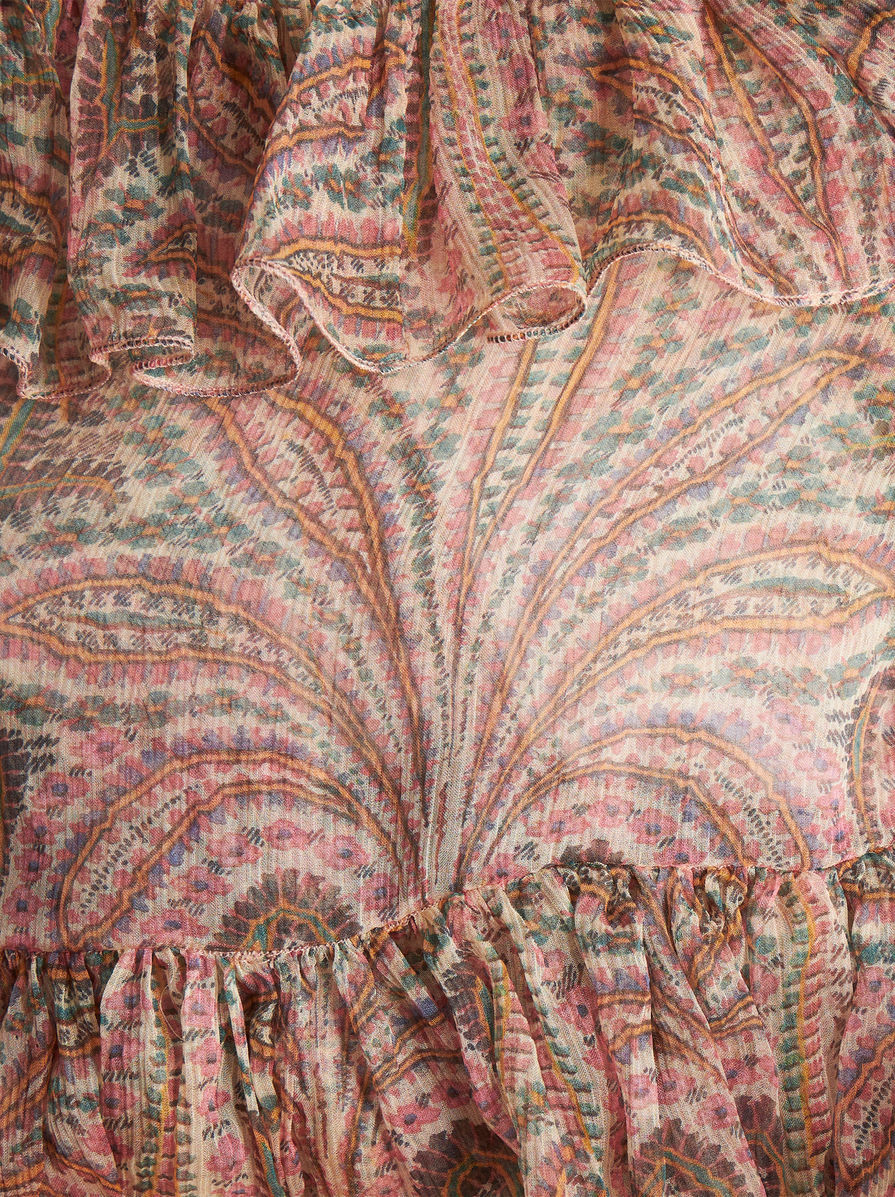 Etro Ruffled Paisley-print Silk Blouse In Brown