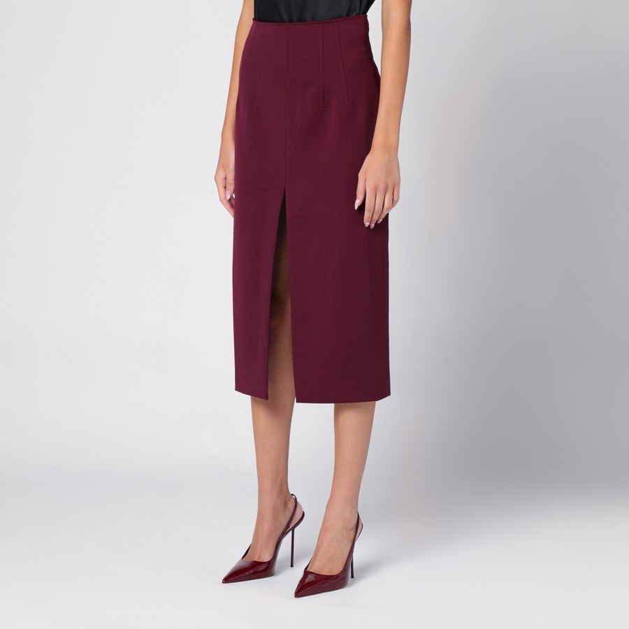 The Andamane Stephanie Burgundy Wool-blend Midi Skirt Women In Burgundy