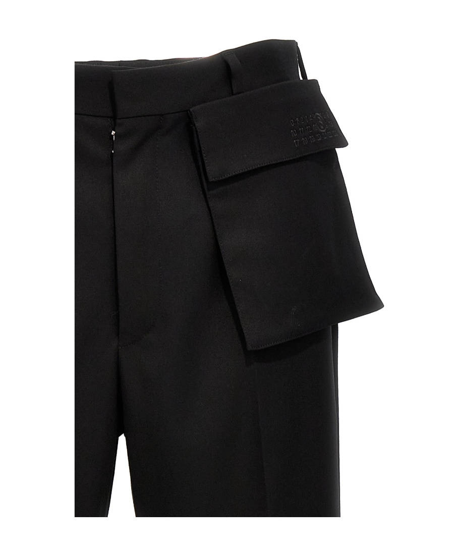 Mm6 Maison Margiela Logo-embroidered Straight-leg Tailored Trousers In Black