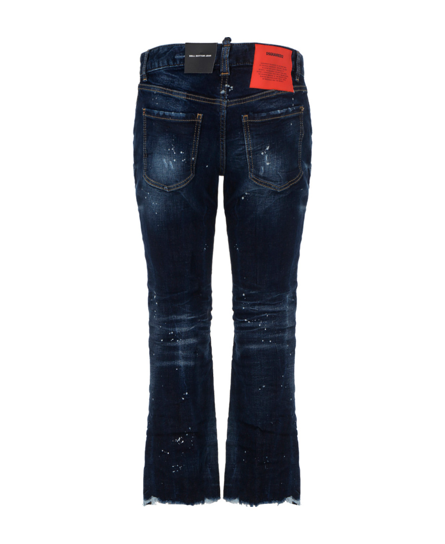 Dsquared2 Blue Flared Jeans With Paint Splatters In Blue