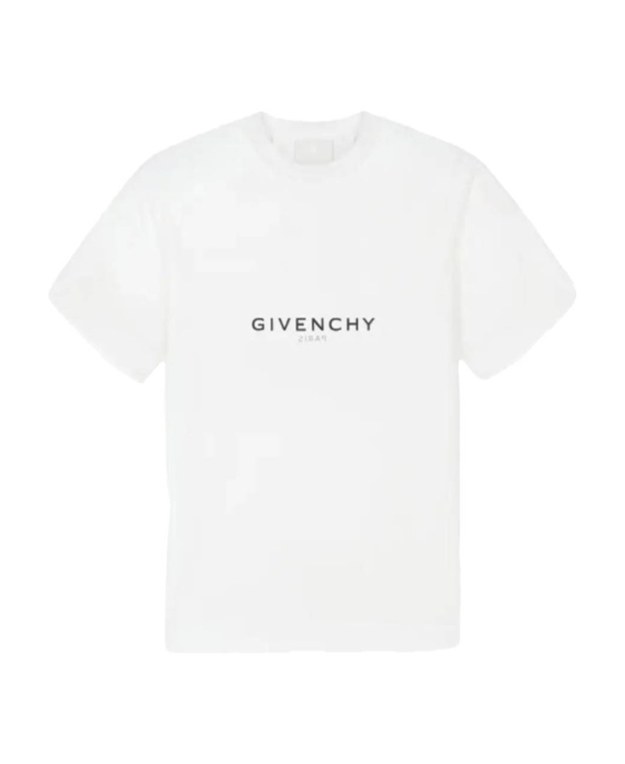 Givenchy White Crewneck T-shirt With Logo Print In Cotton Man In White