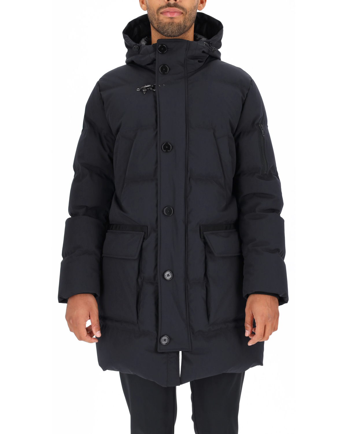 Fay Quilted Parka Coat In Black