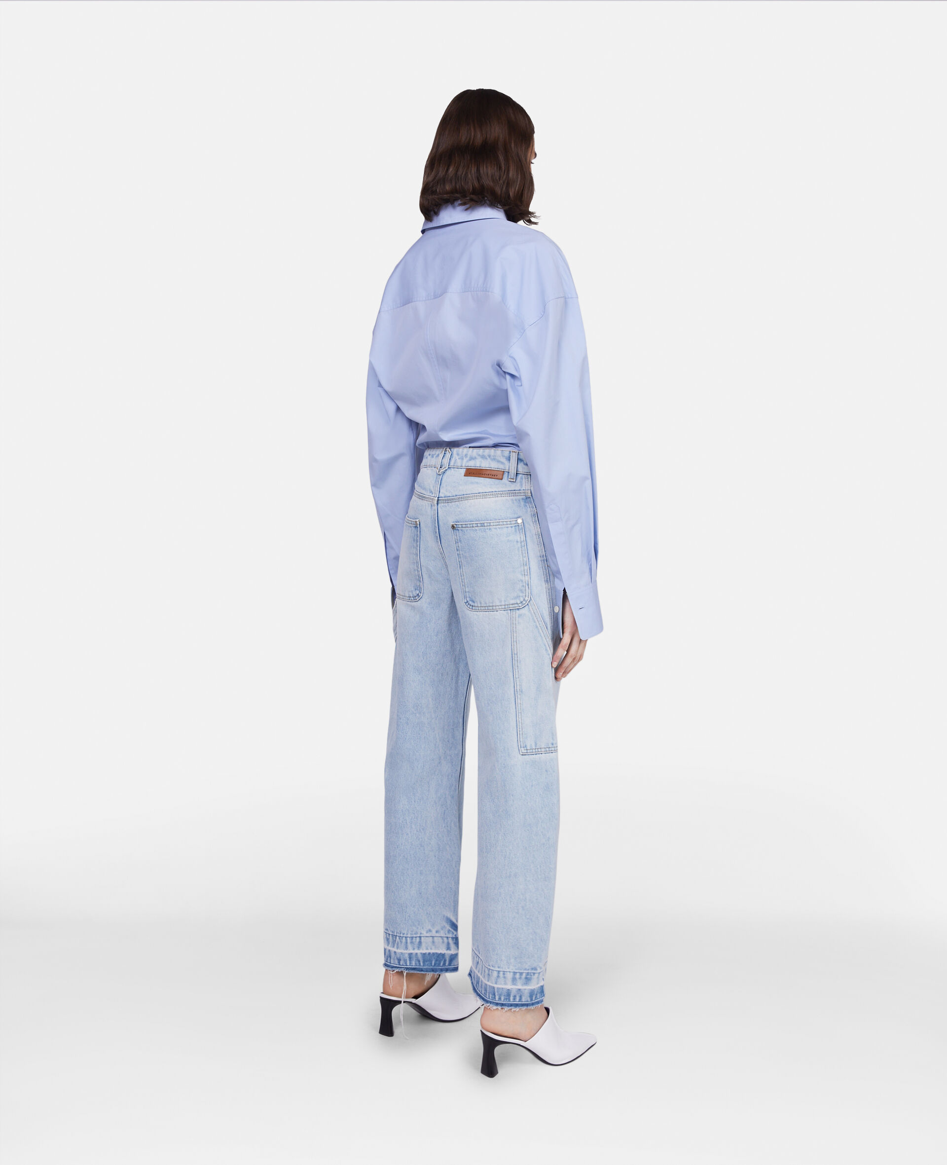 Stella Mccartney Buttoned Curved Hem Panelled Shirt In Blue