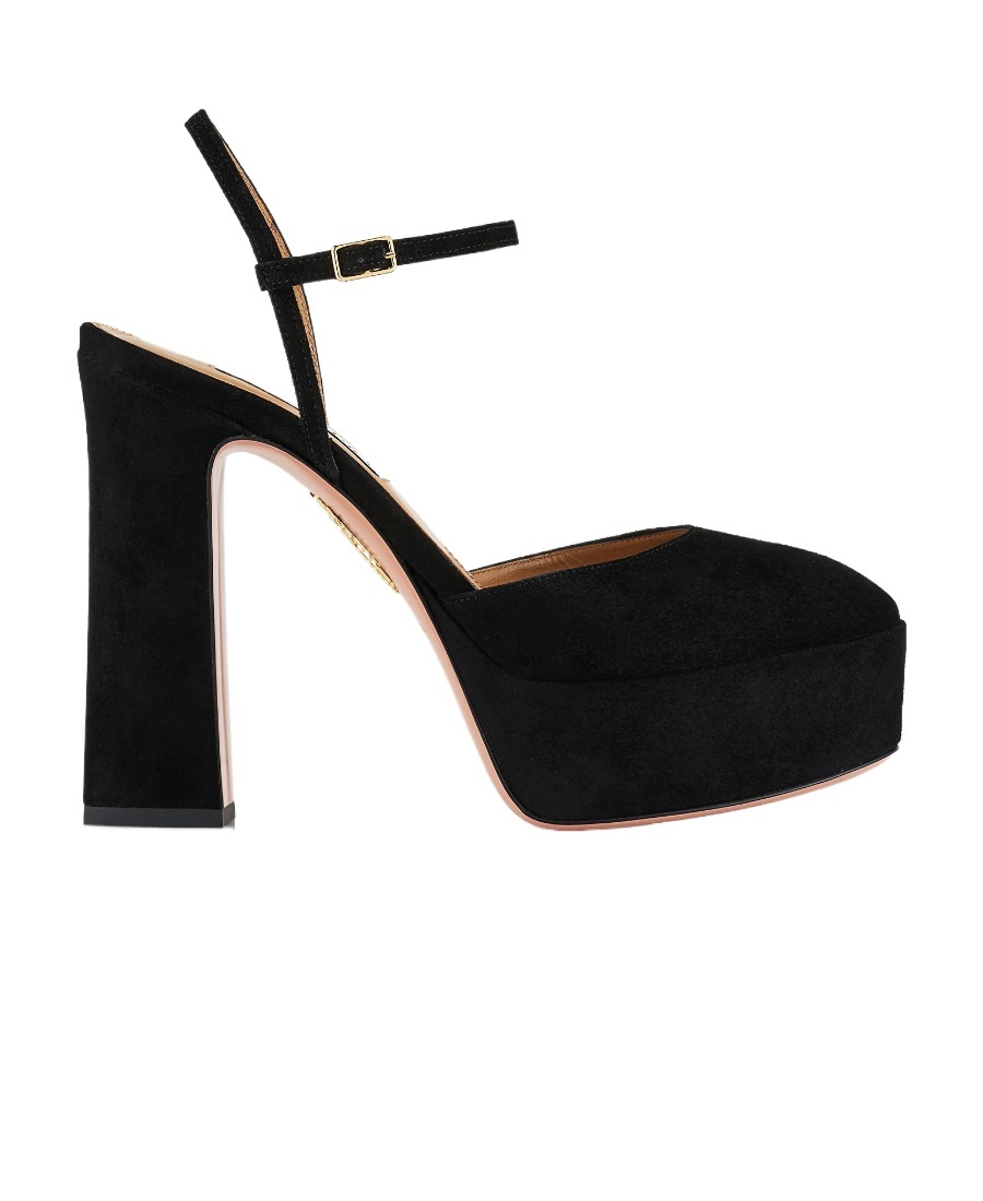 Aquazzura 130mm Groove Leather Shoes In Black