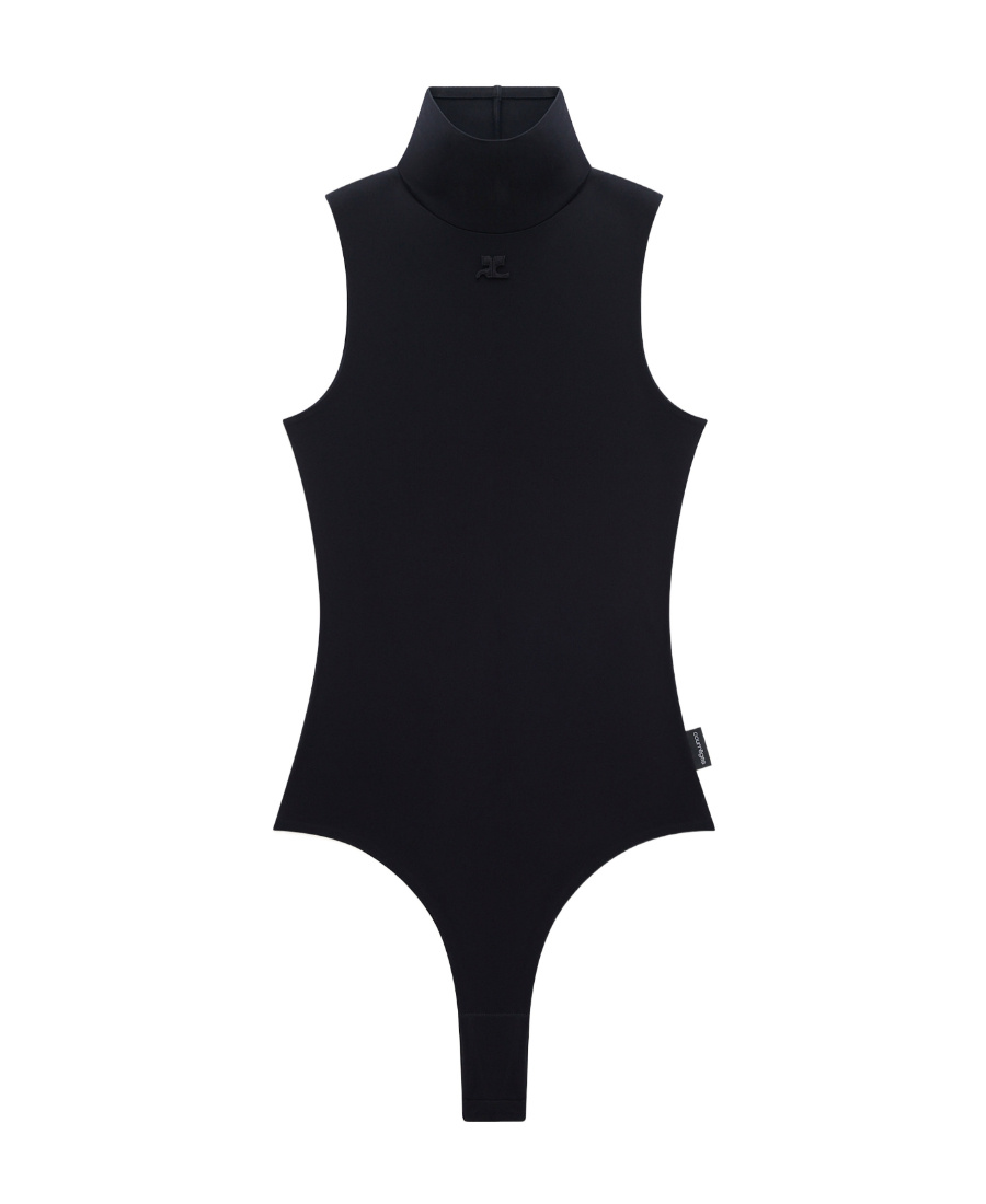Courrèges Techno Jersey High-neck Bodysuit In Black