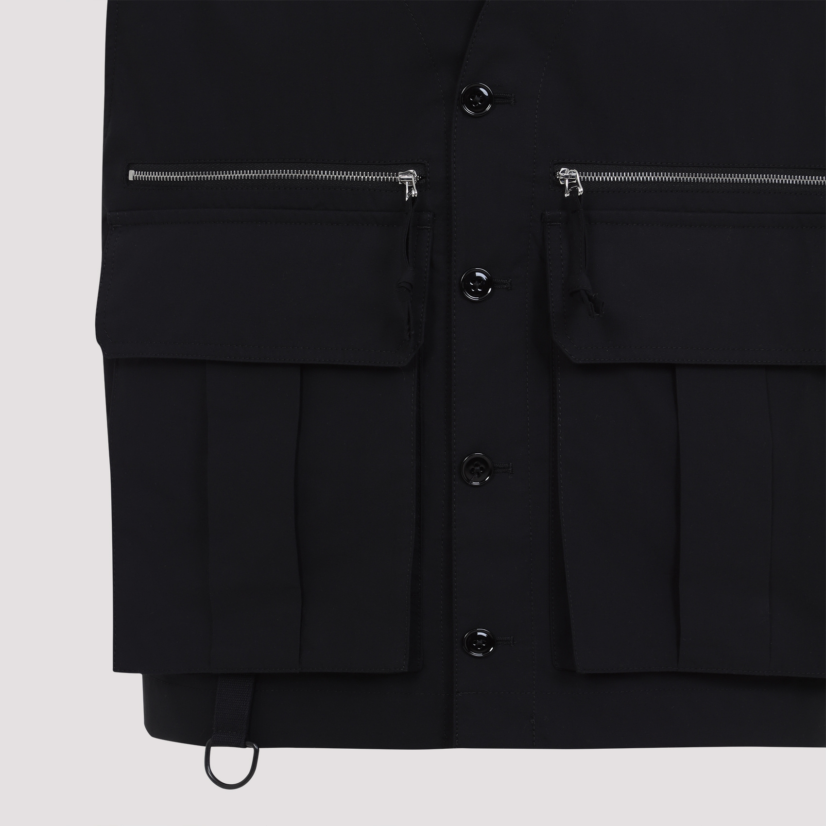 Lemaire Tailored Black Cotton Vest With V-neckline In Black