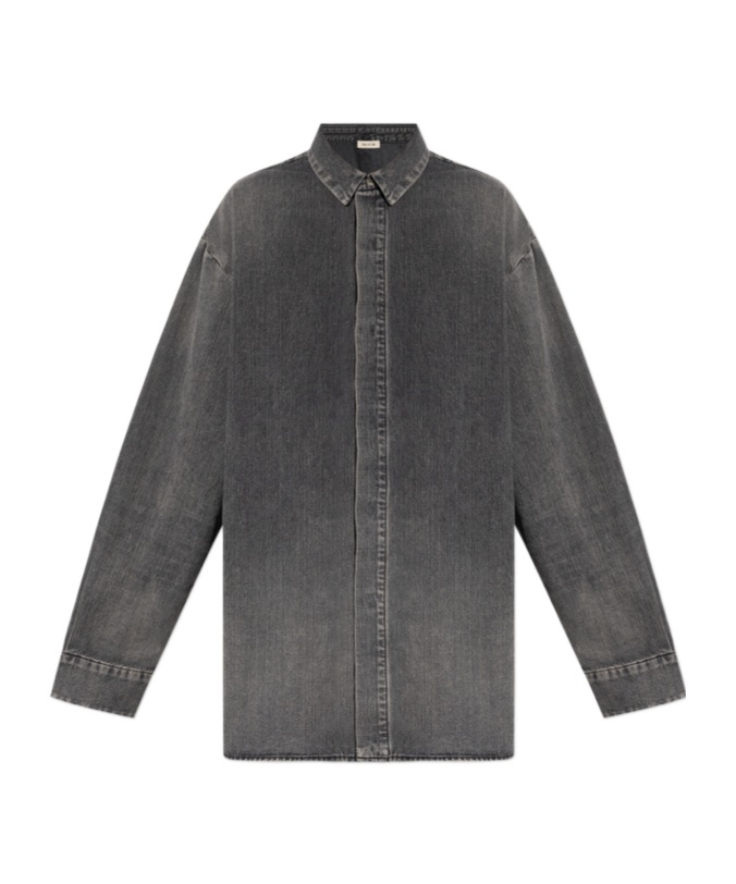 Fear Of God Vented Denim Shirt In Grey