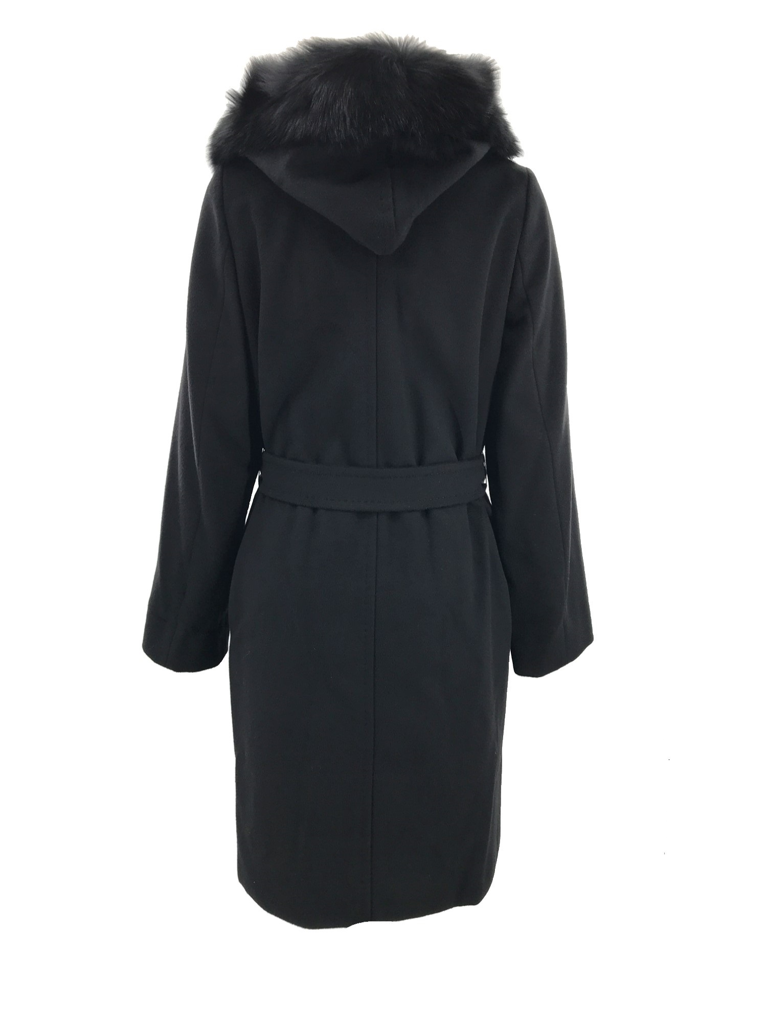 Max Mara Tie A Hooded Coat In Black