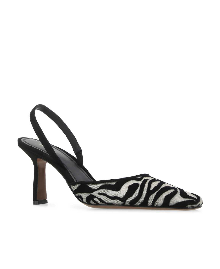 Neous Sling-back Zebra-print Mules In Black