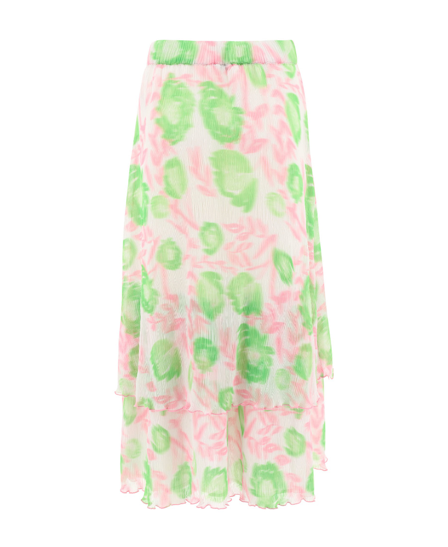 GANNI PLEATED GEORGETTE LAYERED MAXI SKIRT