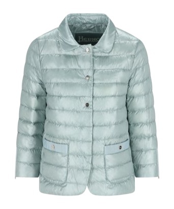 Herno Long Sleeved Quilted Down Jacket In Green