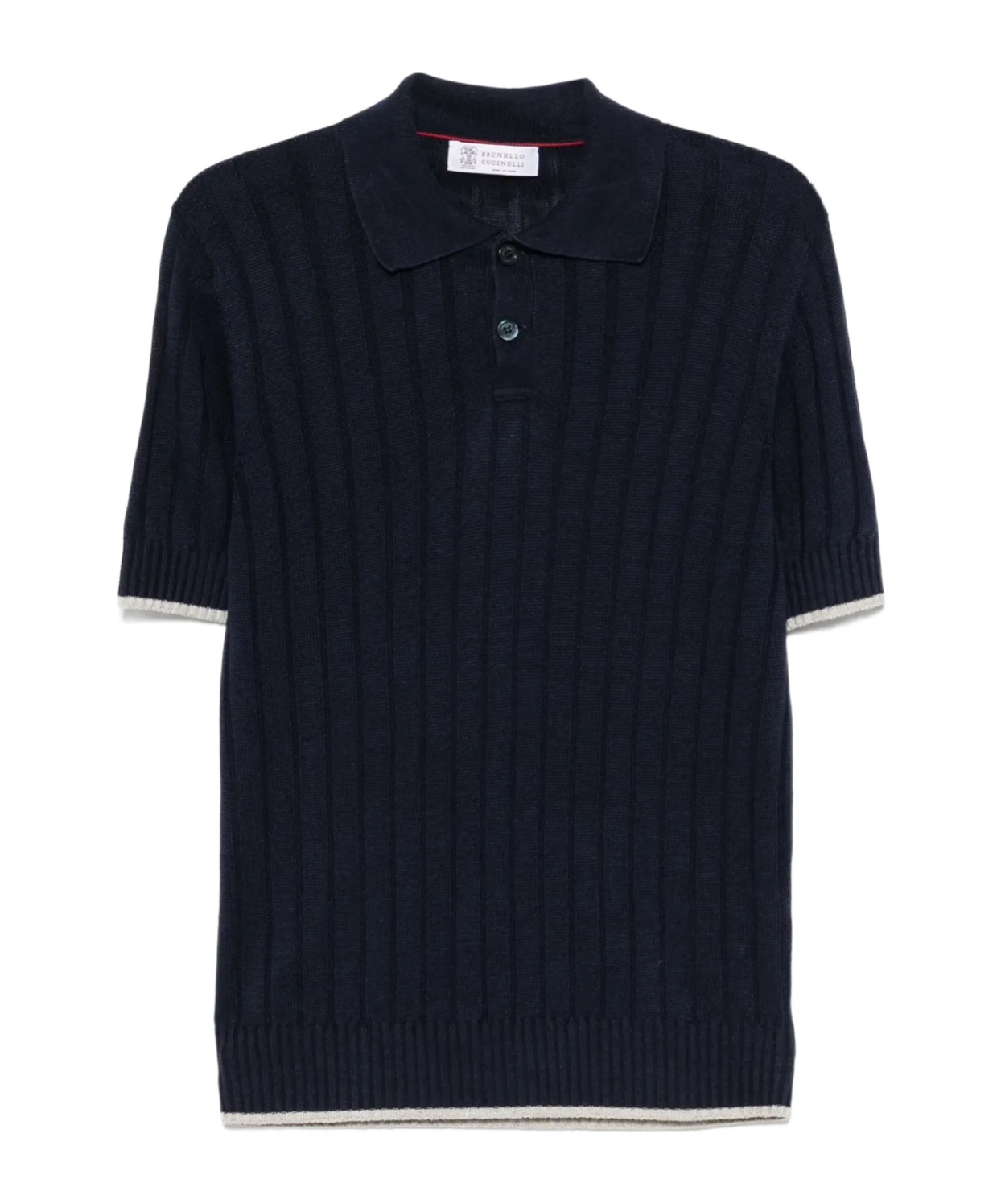 Brunello Cucinelli Ribbed-knit Polo Shirt In Black