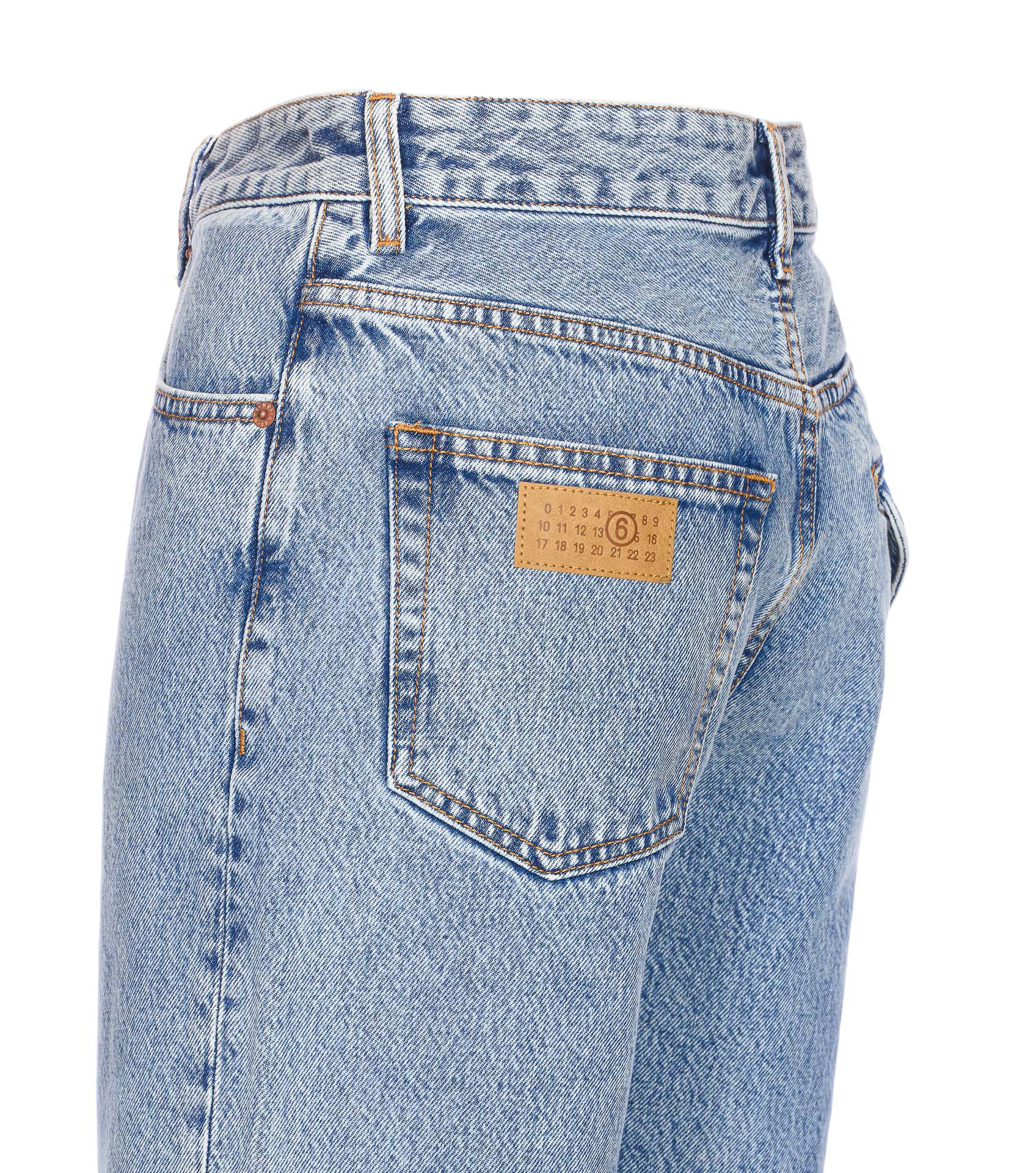 Mm6 Maison Margiela Regular Fit Denim Trousers With Contrast Stitching In Blue