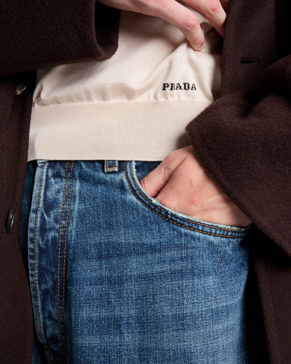 Prada V-neck Sweater In Nude