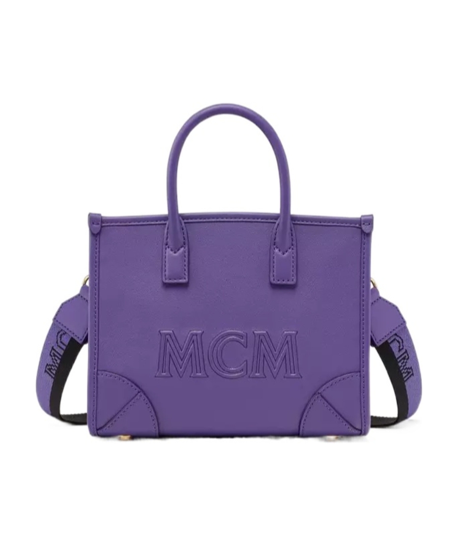 Mcm Logo-embossed Leather Tote Bag In Purple