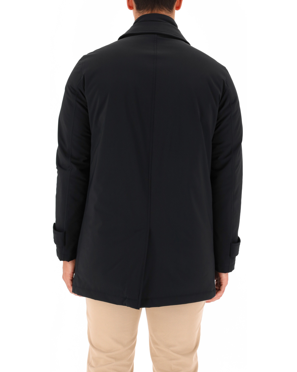Herno Lapel Long-sleeved Coat In Black