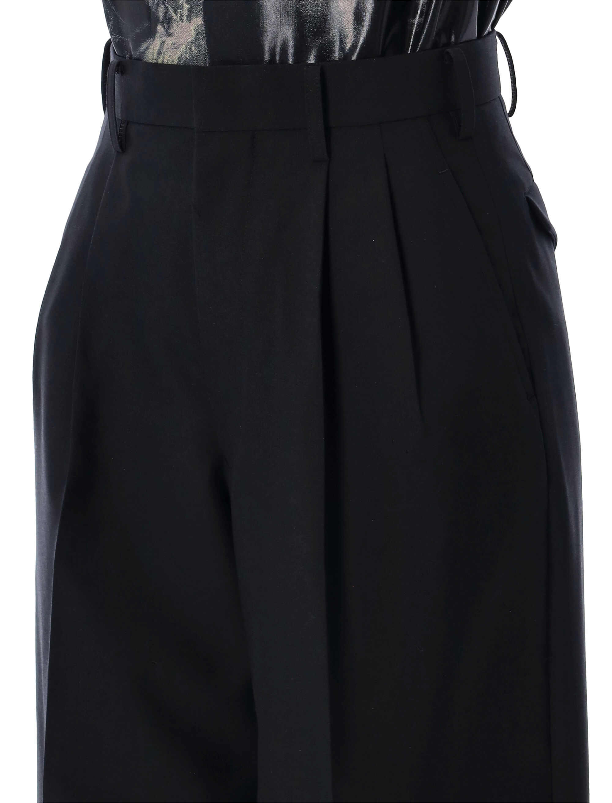 Junya Watanabe Wide Leg Pleated Pant With Pockets And Belt Loops In Black