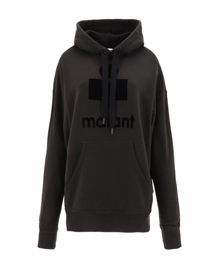 Isabel Marant Étoile Black Hoodie With Tonal Logo Print In Black