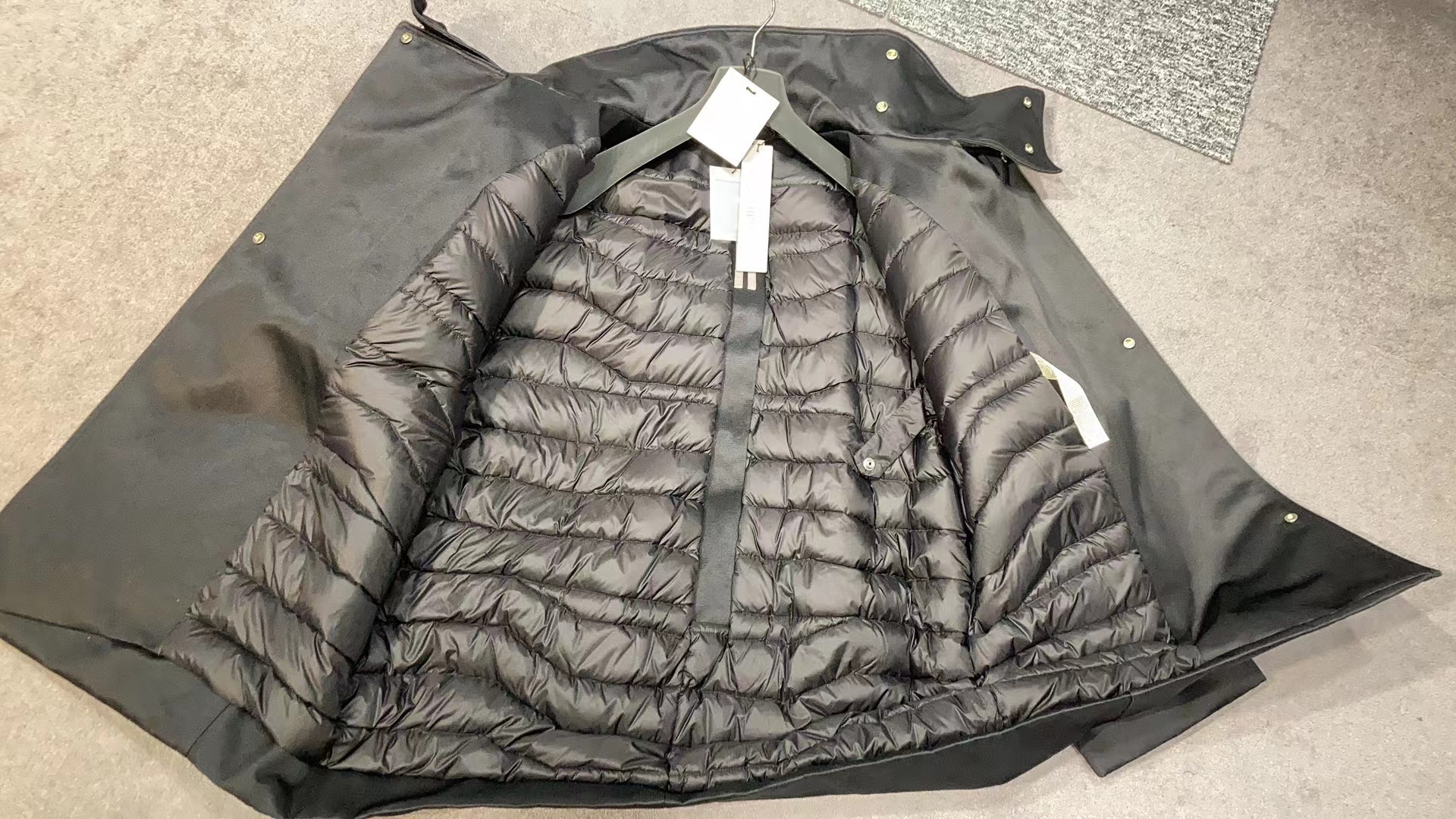 Rick Owens Long-sleeved Down Jacket With Standing Collar In Black
