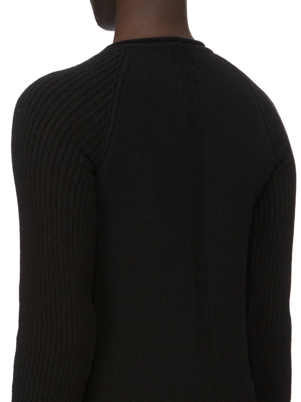 Rick Owens Black Long Sleeve Top With Crewneck In Cashmere And Wool Man In Black