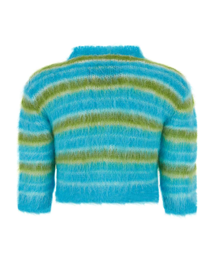 Marni Brushed Striped Cardigan In Green