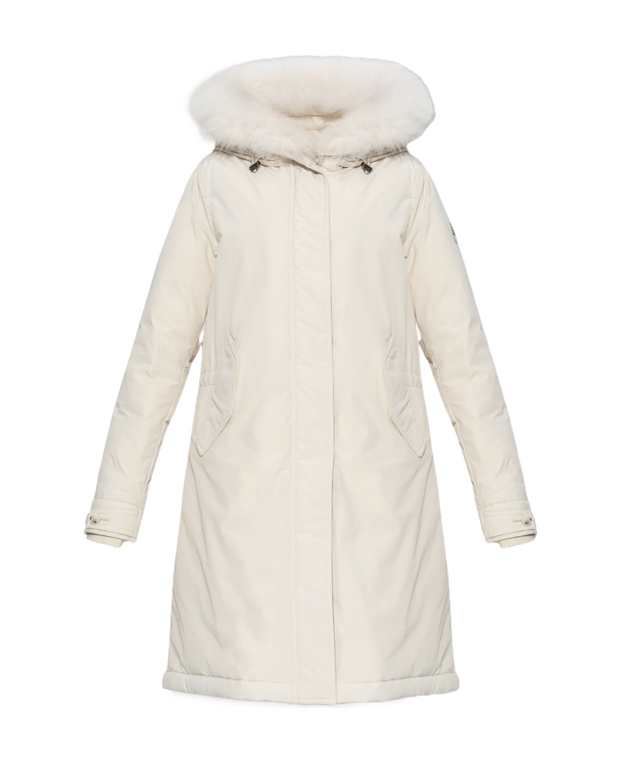 Woolrich Logo Patch Hooded Parka In White