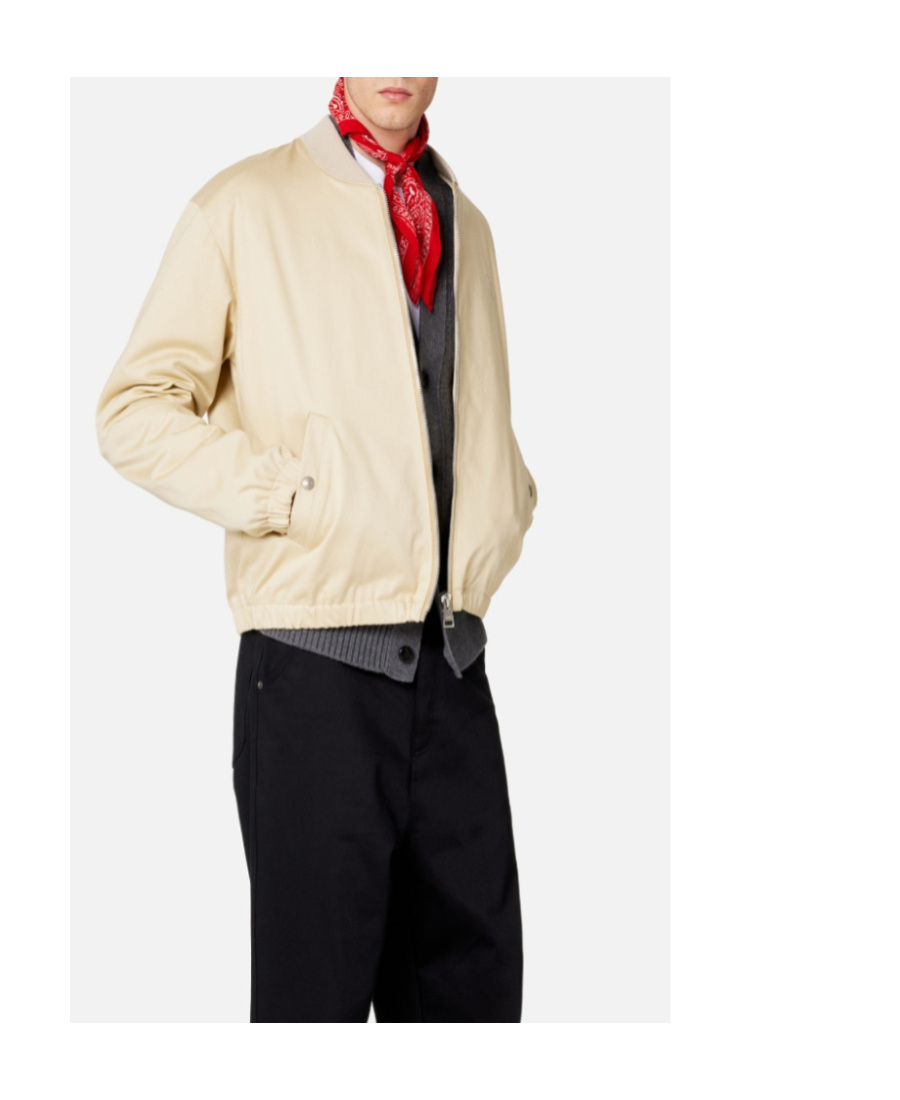 Ami Alexandre Mattiussi Ami Paris De Coeur Logo Bomber Jacket In Nude