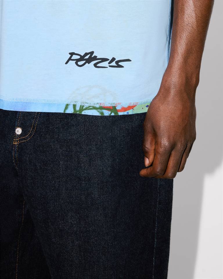 Kenzo Logo Printed Reversible Crewneck T-shirt In Blue