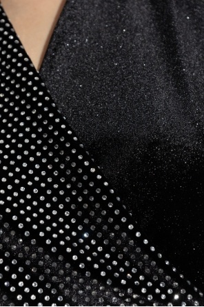 Balmain Draped Halterneck Top Sparkling Embellishments In Black