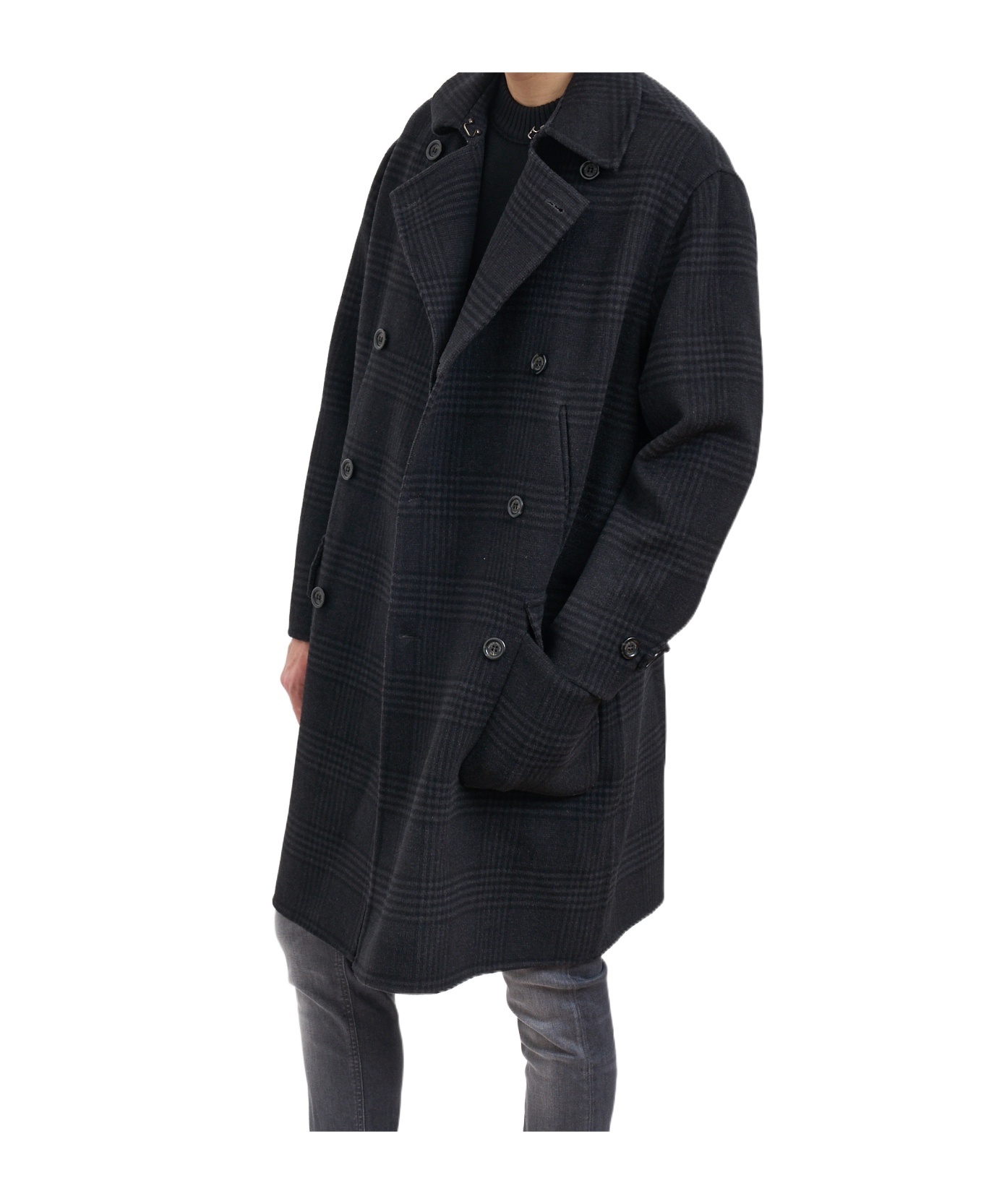 Paolo Pecora Long-sleeved Coat In Black
