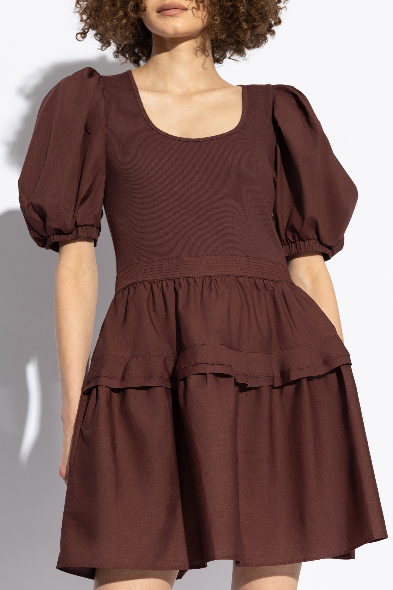 Ulla Johnson Tilda Puff-sleeve Cotton Dress In Red